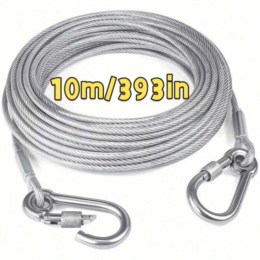 [Steel Clothesline] 1 Set, Stainless Steel Clothesline | Portable, Suitable For Indoor/Outdoor Laundry, Camping Accessories, Bathrooms And Dormitories - Multicolor - View 1