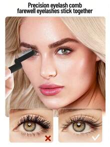 1pc Folding Stainless Steel Comb With Dense Teeth, Helps Separate Lashes, Prevent Mascara Clumping, Portable Eyelash Brush