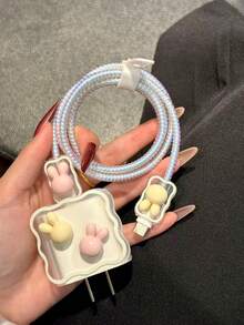 5pcs Pink Sakura Charging Cable Protector Sleeves Compatible With Apple 20W Charger - Pink - View 7