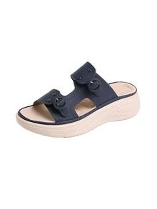Sandalias con correa de gancho y bucle para exteriores, nuevas zapatillas de playa de verano con suela blanda antideslizante y resistente al desgaste, pantuflas casuales 2 en 1 - Azul Marino - Ver 11