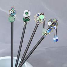 1支复古木质发簪，檀香花流苏发夹，传统中式发饰，发髻延长器，发夹，发型针，头部饰品，女士发饰 - 多色B - 查看 11