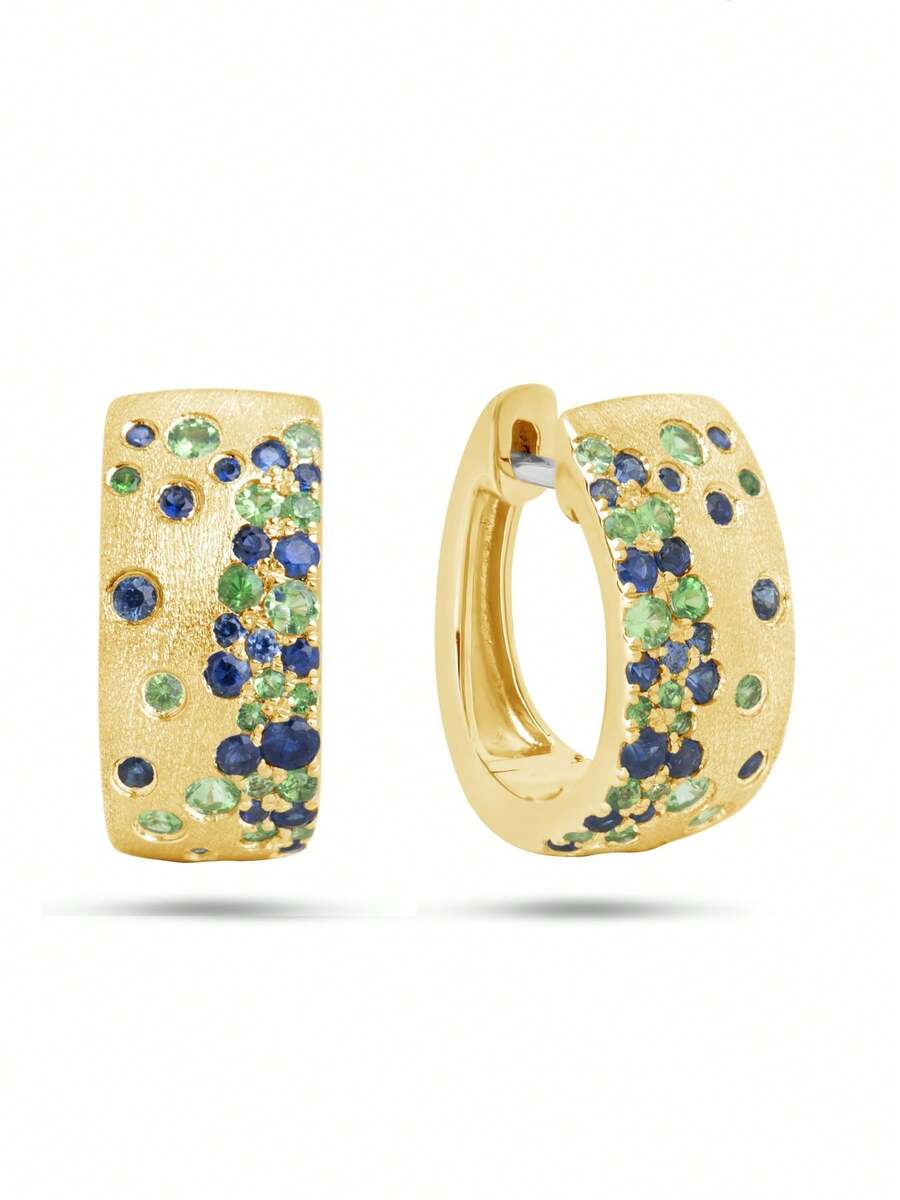 Hoa tai vòng vàng sang trọng thanh lịch dành cho nữ, đính đá Cubic Zirconia lấp lánh, trang sức tinh tế và sang trọng dành cho quý cô, phù hợp để đeo hàng ngày và các dịp lễ hội - Vàng - Xem 1