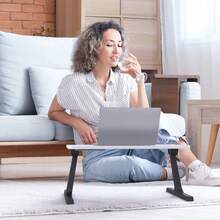 Laptop Bed Tray Desk Adjustable Laptop Table Foldable Portable Laptop Desk With Storage Drawer Or Bookstand For Eating Breakfast On Bed/Couch , Working, Writing, Gaming, Drawing(Black Or Grey) - Mẫu cơ bản-màu đen - Xem 4