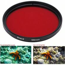 Tbest Filtro de Lente Rojo Completo,Filtro de Lente de cámara roscado Filtro de Color Rojo Completo Vidrio óptico para Lente de cámara - 58 milímetros - Ver 3