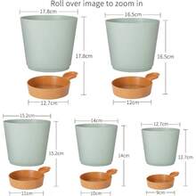 Macetas de/6.5/6/5.5/5 Pulgadas con Orificio de Drenaje, macetas de plstico, Maceta de jardn para Todas Las Plantas de casa, Violeta Africano, Flores y Cactus, Verde - 7+6.5+6+5.5+5 pulgadas + 7- verde - Ver 4