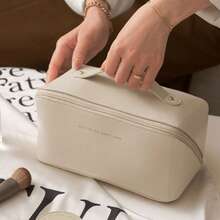 1pc Pillow-Shaped Makeup Storage Bag, Portable Cosmetic Organizer. Large Opening Design And Soft Grip, Ample Interior Space To Hold Skincare And Makeup Products, Unisex. Essential For Travel And Trips