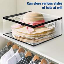 Plastic Cowboy Women Hat Organizer With Handle, Dustproof, Large Capacity For Travel And Dorm - Multicolor - View 3