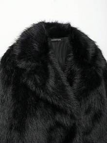 2026 Winter Women's New Vintage Solid Color Faux Fur Cardigan Jacket Elegant Street Style - Black - View 11