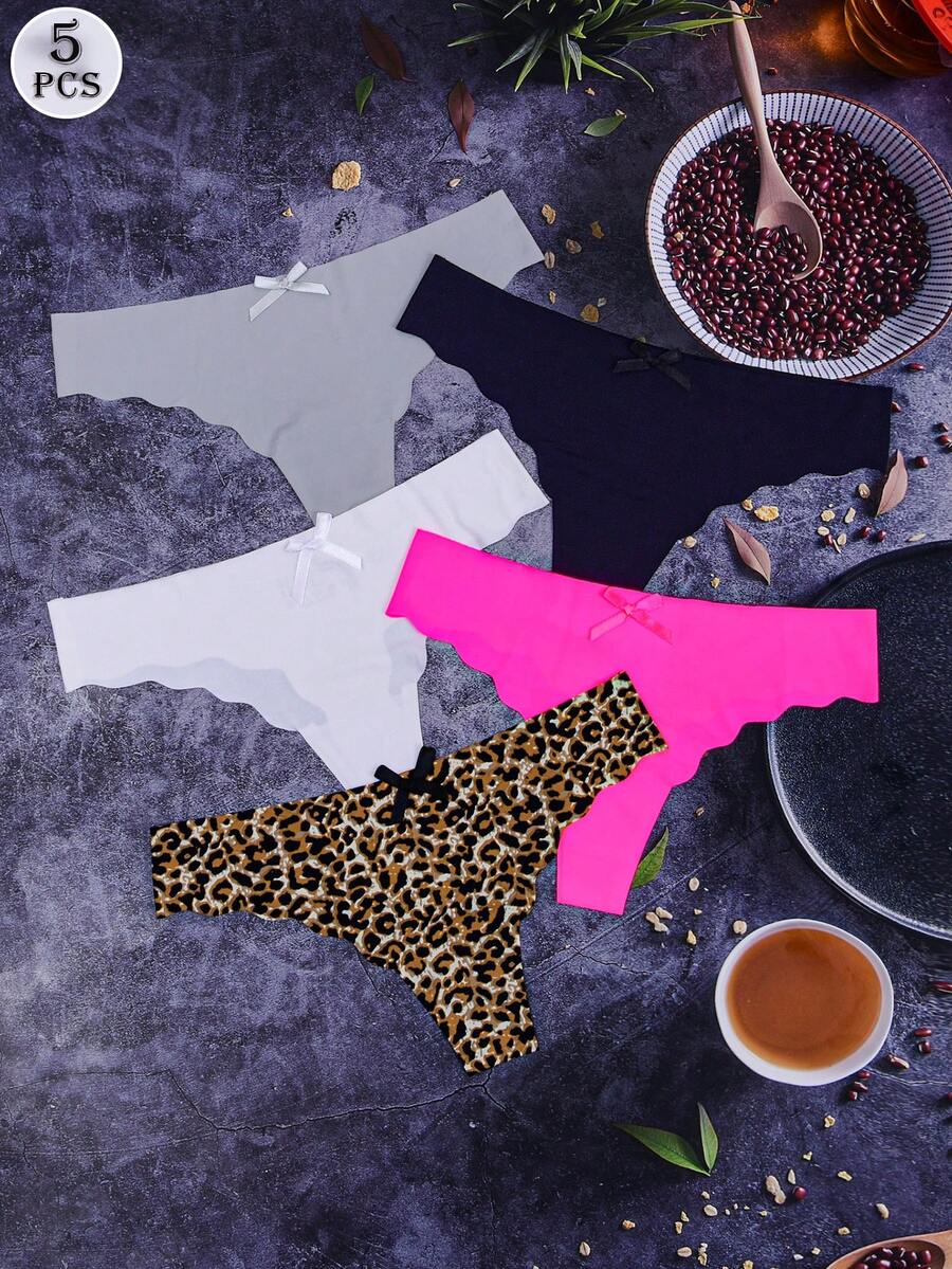 5 chiếc 5 màu Quần lót ren gợi cảm cho nữ G-String Quần lót ren Đồ lót Bikini Quần lọt khe Đồ lót T-Back Quần lót mỏng - Nhiều màu - Xem 1