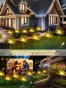 4pcs Solar Powered Fairy Lights, 320/240 LED, Solar Landscape Lights, 8 Modes, Waterproof, Copper Wire String Lights, DIY, Suitable For RV Camping, Wedding, Party, Yard, Lawn, Outdoor Holiday Decor, Perfect Gift - Multicolor - View 7
