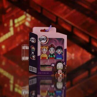 Cute Cartoon : Kimetsu No Yaiba Tanjirou, Nezuko, Zenitsu, Inosuke Acrylic Magnetic Flip Cover Hanging Ornament, Q-Version Decorative Keychain Pendant