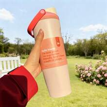 0WALA 30oz  Limited Edition Water Bottle, Sports Water Bottle, Leak-Proof Pop-Up Cap, Available In Multiple Colors, Designed Specifically For Drinkers, Suitable For Occasions Such As Fitness, Running, School, Halloween, Thanksgiving, Christmas, Etc., And Also A Stylish Gift For Ladies. - Màu be - Xem 3