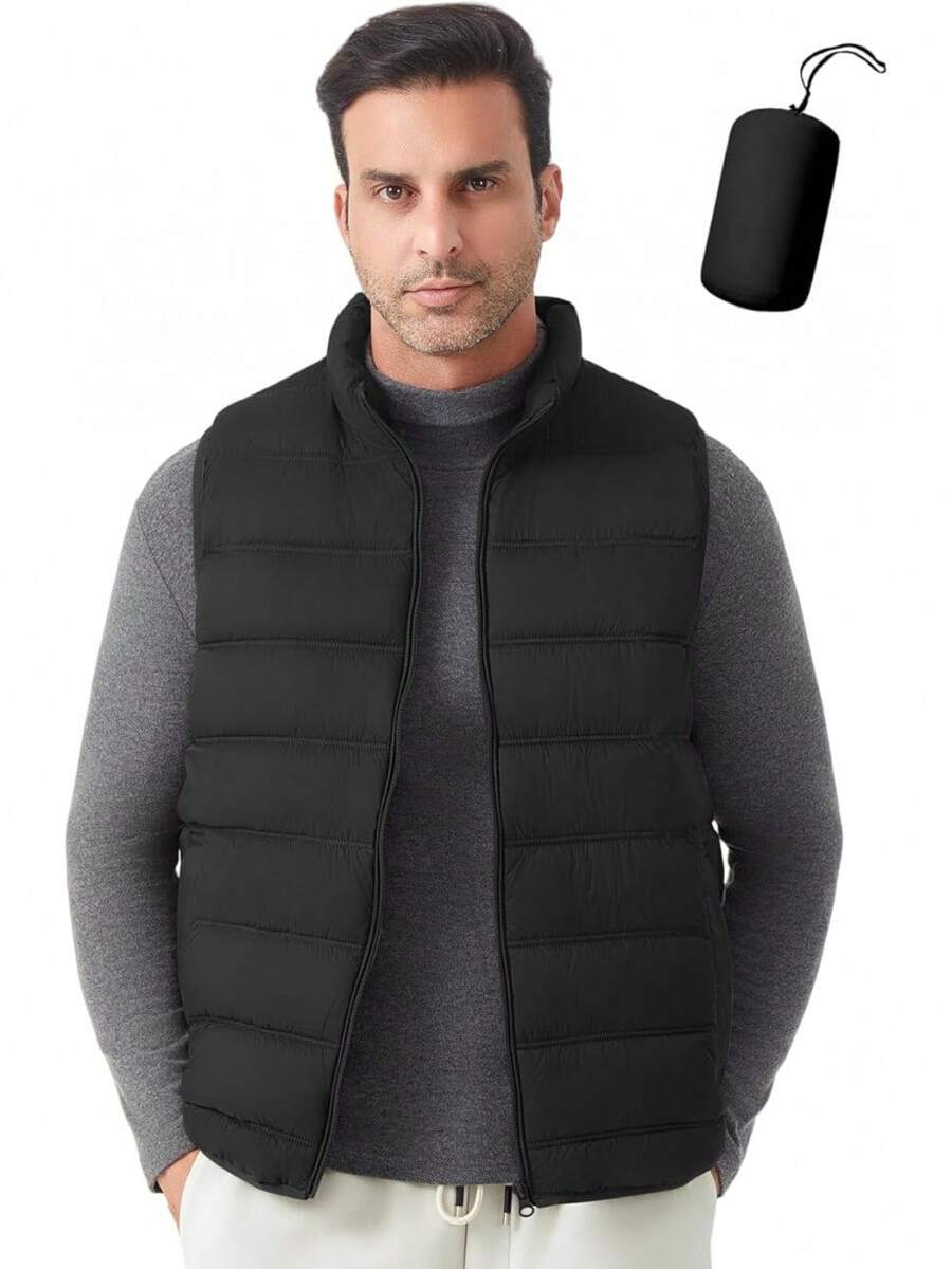 Chaleco Para Hombre, Chaleco De Otoño E Invierno, Chalecos Casuales Para Hombre Es Ligera, Cálida Y Plegable - Azul marino - Ver 1