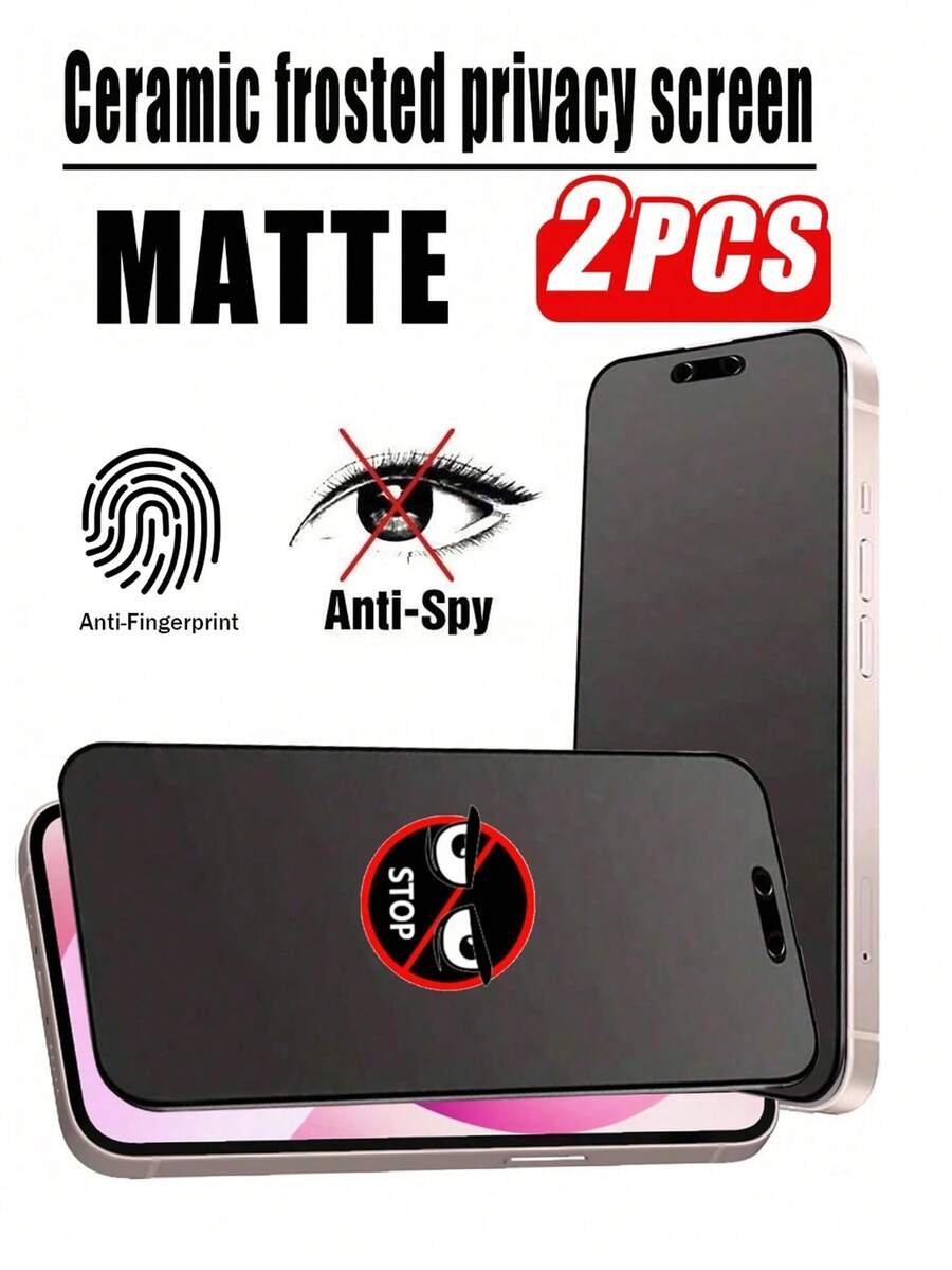 XINHONGYU 2pcs Matte Privacy Screen Protector Film, Compatible With Iphone 17 Pro Max Series, 2.5D Full Coverage Anti-Glare Matte Ceramic Screen Protector (Gaming Version), Anti-Fingerprint, Fit For X/XR/11/12/13/14/15/16/17/17 Air/17 Pro/17 Pro Max Full Series - 2pcs - View 1