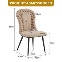 Camel Velvet Dining Chairs (Set Of 2): Ball Chain Backrest, Black Sprayed Metal Legs, Stylish For Dining Rooms, Wardrobes And Living Areas. - Camel - View 12