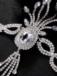 1件银色水晶黑色羽毛发箍，时尚珠宝头饰，适合女士婚礼派对，发饰发箍，家居美发饰品 - 銀色 - 查看 4