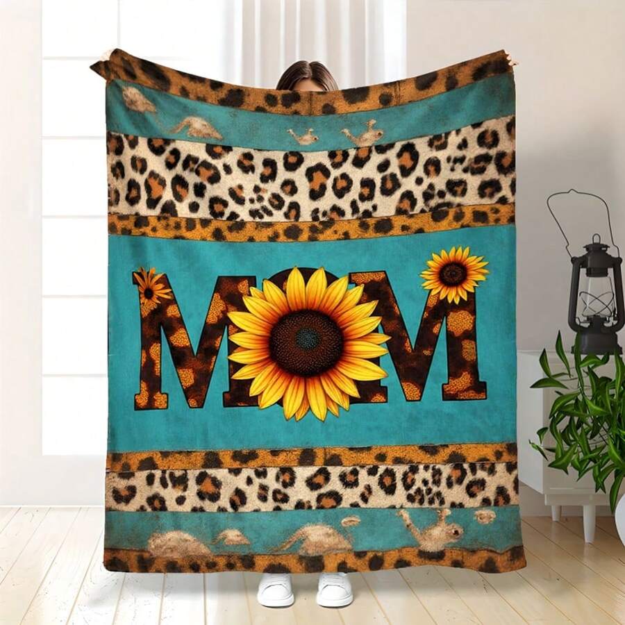 Give A Blanket As A Gift To The Most Beautiful And Charming Mother,Super Soft Flannel Printed  Blanket,As Birthday Gifts, Family, Wedding, Souvenir Blankets, Polyester Blankets Suitable For All Seasons, Washable, Machine Washable, Lightweight, Breathable, Comfortable, Warm, Unique, 280gsm For Him, Her Personalized Ideal Gifts For Her,  Family, Perfect Nap, Camping, Travel, Home, Daily Life, Office Decoration, Birthday, Anniversary, Valentine's Day, Thanksgiving, Christmas, Halloween, Mother's Day,  Wedding, New Year Gifts ,Sofa,Bed,Car,Bedroom,Living Room,Office,  Outdoor Camping, Beach,Wall Decoration - 多色5 - 查看 1