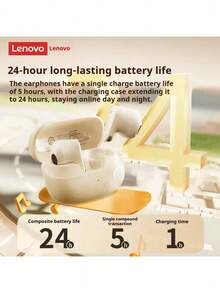 Lenovo Bluetooth Earphones 2025 New Semi-In-Ear Wireless Noise Cancelling Ultra-Long Battery Life Mini Design, Comfortable For Long Wear - Black - View 3