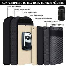 2 Pack Bolsa Faraday para Llaves de Coche, Funda de Fibra de Carbono Protección Antirrobo Estuche, Bolsa Bloqueo Señal RFID/NFC/WiFi, Funda para Llaves de Coche Impermeable |   12,5 * 8,5 - 1 - Ver 3