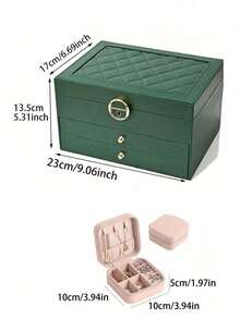 1pc 3-Tier Jewelry Storage Box, Watch Organizer, Earring Holder, Necklace Display, Bracelet Tray, Ring Case, Large Capacity 3-Layer Jewelry Box With Lock, Rectangular Jewelry Storage Box For Women,Room Decor - Multicolor - View 10
