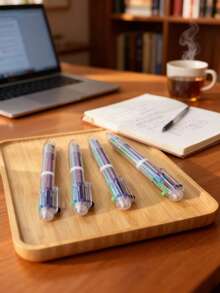 4pcs Multicolor Ballpoint Pen (6-In-1), Quick-Drying Gel Pen, 0.5mm Office Stationery, Multifunctional Fun Student Pen, Writing Pen, Signature Pen - Multicolor - View 4