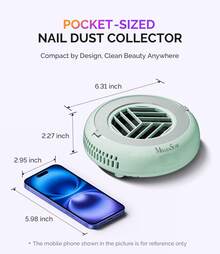 MelodySusie Nail Dust Collector, HProA Compact Vacuum Fan Dust Collector Quiet For Beginner Nail Tech And Student, Manicure Pedicure Tool Supplies For Acrylic Nail Polishing,Salon & Home Equipment Christmas Gift-Green - 薄荷綠 - 查看 8