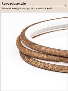 3个椭圆形棕色仿木纹复古风DIY十字绣绣绷，戳绣框，捕梦网挂环，7种尺寸可选，ABS和PVC材质，带金属挂钩，适用于万圣节、圣诞节装饰、手机/钥匙链、包包挂饰、汽车装饰品、桌面/床头摆件。 - 棕色 - 查看 6