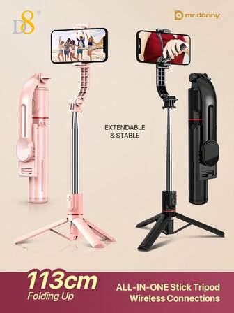  D8 Cell Phone Selfie Stick Tripod,1130MM Long Extendable ,Smartphone Tripod Stand All-In-1 With Integrated Wireless Remote,Portable,Lightweight,Extendable Phone Tripod For IPhone/Android ,Must-Haves For Autumn And Winter Holiday Camping Holiday Essentials Vacation Accessories,Must-Haves For Autumn And Winter Family Party Gifts, Class Reunion Gifts, Friends Party Gifts