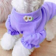 1件宠物狗睡衣，适合泰迪犬、贵宾犬、小型犬，秋冬季穿着 - 紫丁香色 - 查看 16