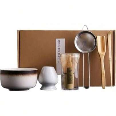 Juego de licuadora Matcha batidor de bambú natural batidor de té Chashaku para accesorios para hacer té Matcha(3)