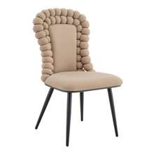 Camel Velvet Dining Chairs (Set Of 2): Ball Chain Backrest, Black Sprayed Metal Legs, Stylish For Dining Rooms, Wardrobes And Living Areas. - Camel - View 6