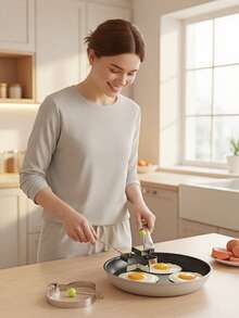 鸡蛋模具、鸡蛋圈模具、煎饼模具、DIY鸡蛋烹饪模具、创意鸡蛋模具、可爱鸡蛋模具、不锈钢鸡蛋圈模具、面包模具、厨房配件、心形、星形、花朵形、圆形金属早餐造型工具套装（适用于家庭烹饪）、鸡蛋烹饪工具、房车厨房小工具 - 銀色 - 查看 3