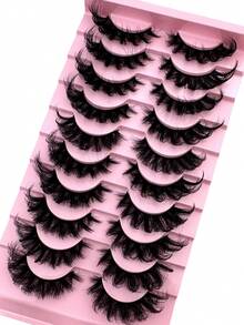 10 Pairs DD Curl Russian Strip Lashes Fluffy Cat Eye Lashes Volume False Eyelashes DD Curl Dramatic Messy Faux Mink Fake Lashes Make Up - 俄羅斯條狀假睫毛 - View 4