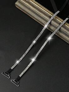 Multi-Piece Set Women's Shiny Rhinestone Bra Straps, Adjustable & Detachable Decorative Shoulder Strap Set, Sequin Crystal Embellished Lingerie Accessories - Multicolor - View 4