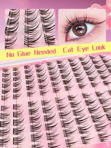 120片自粘式假睫毛簇，蓬松柔软，8-12毫米混合长度套装，无需胶水，蓬松单根假睫毛，自粘式DIY睫毛嫁接，预涂胶睫毛簇，自然纤长睫毛，C型卷翘睫毛簇，无需胶水，无需卸妆，假睫毛，睫毛簇，睫毛簇，单根假睫毛，睫毛，假睫毛