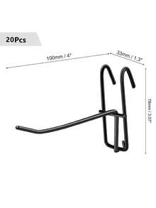 20/40pcs 4inch Grid Wall Hooks, Metal Pegboard Panels Hooks, Display Hook, Shelving Wall Hooks, Pegboard Pegs Board Tool, Space-Saving Tool Organizers For Home & Office Decoration, Jewelry Display Hooks, Black, White, 10cm/4in - 黑色 - 查看 10