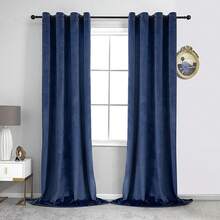 Blackout Curtains Living Room - 96 Inches Long Blocking Curtain Panels, Thermal Insulated Drapes Bedroom/Sliding Door, 2 Panels(W52 X L96 Inch, Ivory) - Navy Blue - 查看 8