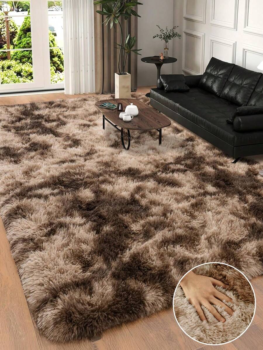 1pc Luxury Plush Long Shag Area Rug, Ombre Gradient Texture, Soft & Fluffy Room Decor, Suitable For Living Room, Bedroom, Holiday Gifts, Christmas, Valentine's Day, New Year, Home Decoration, Sofa, Coffee Table, Bedside, Corridor, All Season