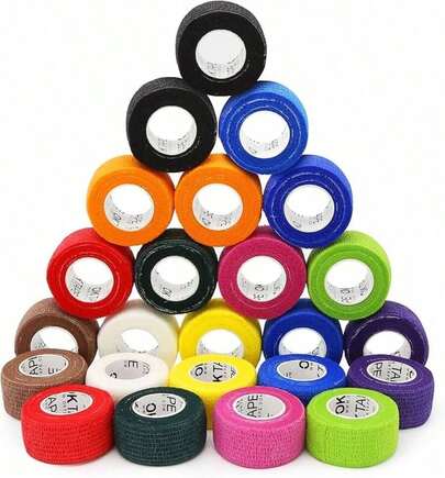 OK TAPE Self Adherent Cohesive Bandages Wrap - 12Packs, 2 X 5 Yards, Non-Woven Self Adhesive Bandage Wrap Thumb, Finger, Wrist, Ankle, Vet Wrap Bandages Tape (Mixed Colors)