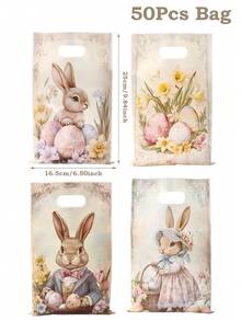 10/25/50pcs Easter Small Gift Handbags Sweet Bags, Easter Retro Cute Rabbit Design Gift Bags For Easter Party Decorations, Small Treat Gift Packaging Bags, Happy Easter Gift Bakery Packing Supplies,Home Decor,Table Decor,Easter Bunny Design Gift Bags Candy Bags,Easter Bunnies Decor,Easter Eggs Decor,Rabbit Decor,2026 New Year Decor,Easter Bunnies Gift - Easter Retro - View 15