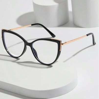 1pc Eyeglass Frames - European And American Best-Selling Flat Top Glasses, Fashion , Stylish Cat-Eye Shape, Suitable For Natural Makeup, Versatile And Color-Changing Glasses