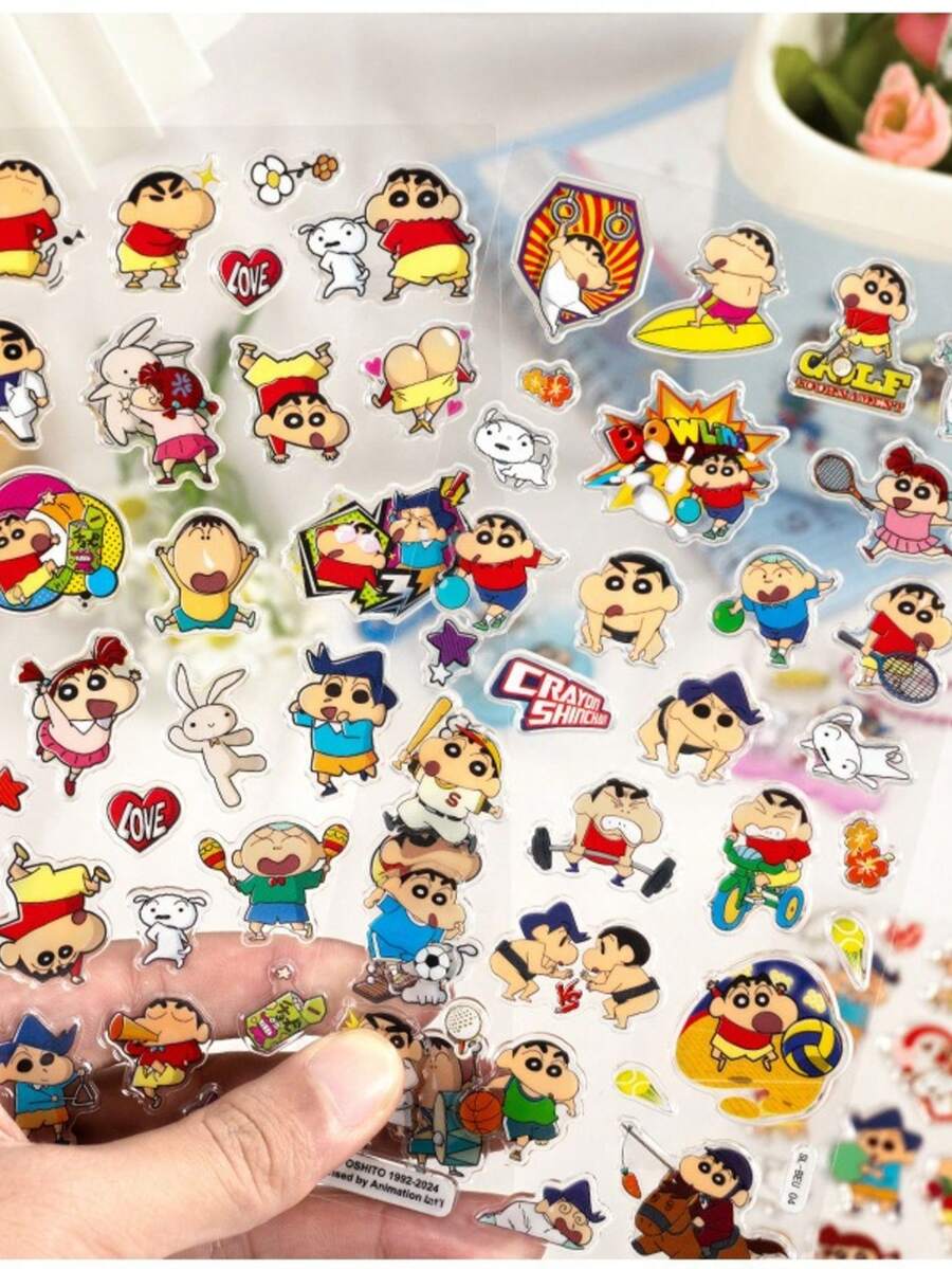 Pegatinas de dibujos animados y animación, pegatinas de cristal lindas, regalos de pegatinas de recompensa para niños y niñas de jardín de infantes (1 pieza al azar)