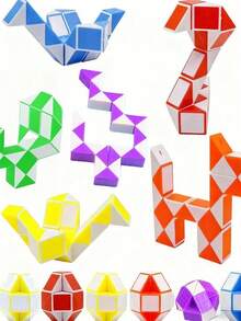 1pc Magic Snake Cube | Stress Relief Toy For Kids | Suitable For 4-8 Years Old Children, Travel Toy | Great Gift For Boys, Girls, Birthday, Holiday Parties - Multicolor - View 2