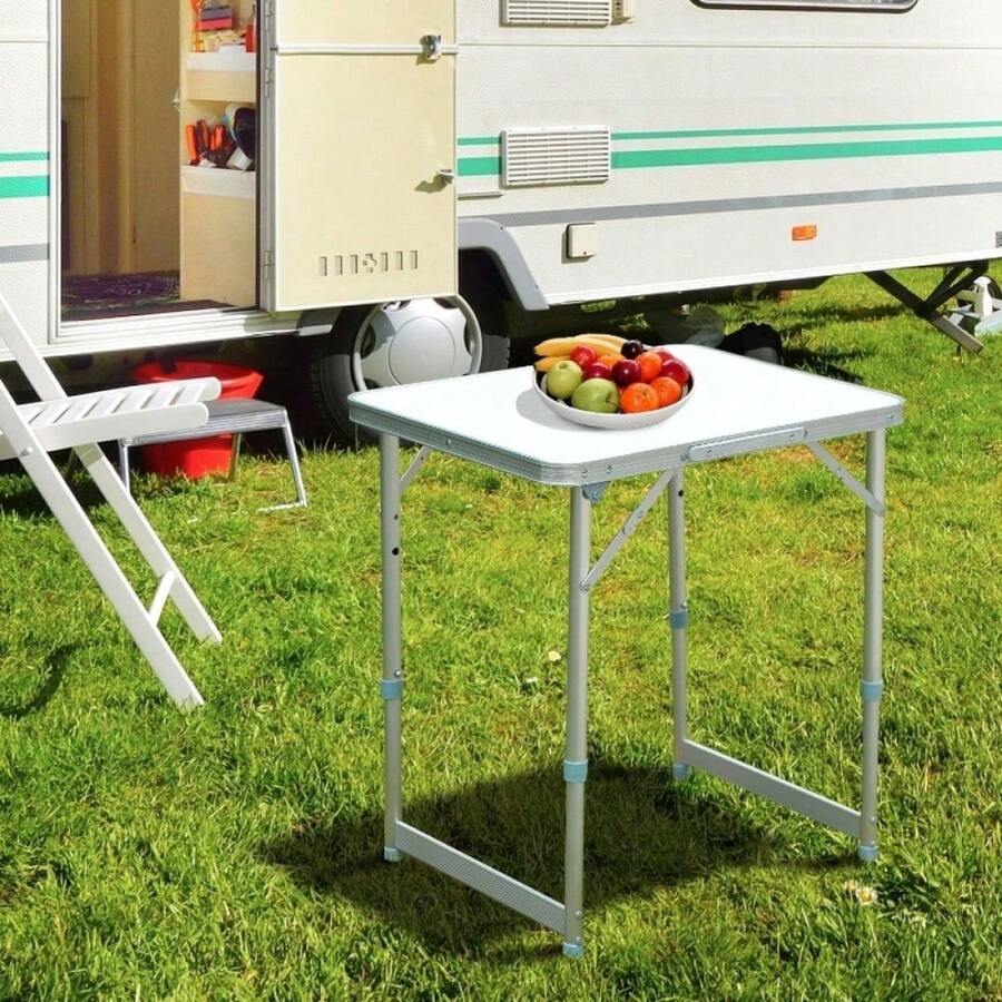 Foldable Picnic Table | Silver Patio Dining Table | Portable Camping Table | Garden Furniture - Default - View 1