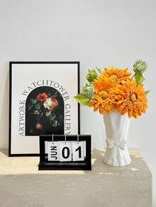 1pc Minimalist Plastic Vase With Bow Decor (White/Black), Ceramic-Look Decorative Vase For Home, Room, Living Room, Entryway, Hotel Decor. Vase In Bow Bouquet Shape, Suitable For Fresh Flowers, Dried Flowers. Nordic, Minimalist Resin Vase Gift For Birthday, Graduation, Back To School, School Supplies - Multicolor - View 2