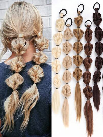 Synthetic Long Twist Braid Ponytail Extensions With Rubber Band 24 Inch Boxing Braided Hair Extensions For Women Daily Use