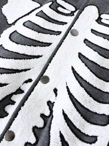 Skeleton Embroidery Baseball Jacket Men, Vintage Streetwear Loose Fit Dark Style Niche Design Coat - Dark Grey - View 5