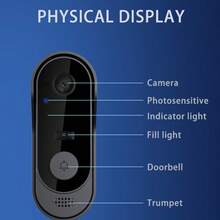Latest Smart 1080P Video Doorbell Camera,Including 1PCS Black Camera Indoor Ringtone,AI Human Detection, Message Push, Live View, 2-Way Audio, IR Night Vision, 2.4G Wi-Fi,  Free Cloud Storage, Easy To Install, Indoor/Outdoor Monitoring - 黑色 - 查看 4