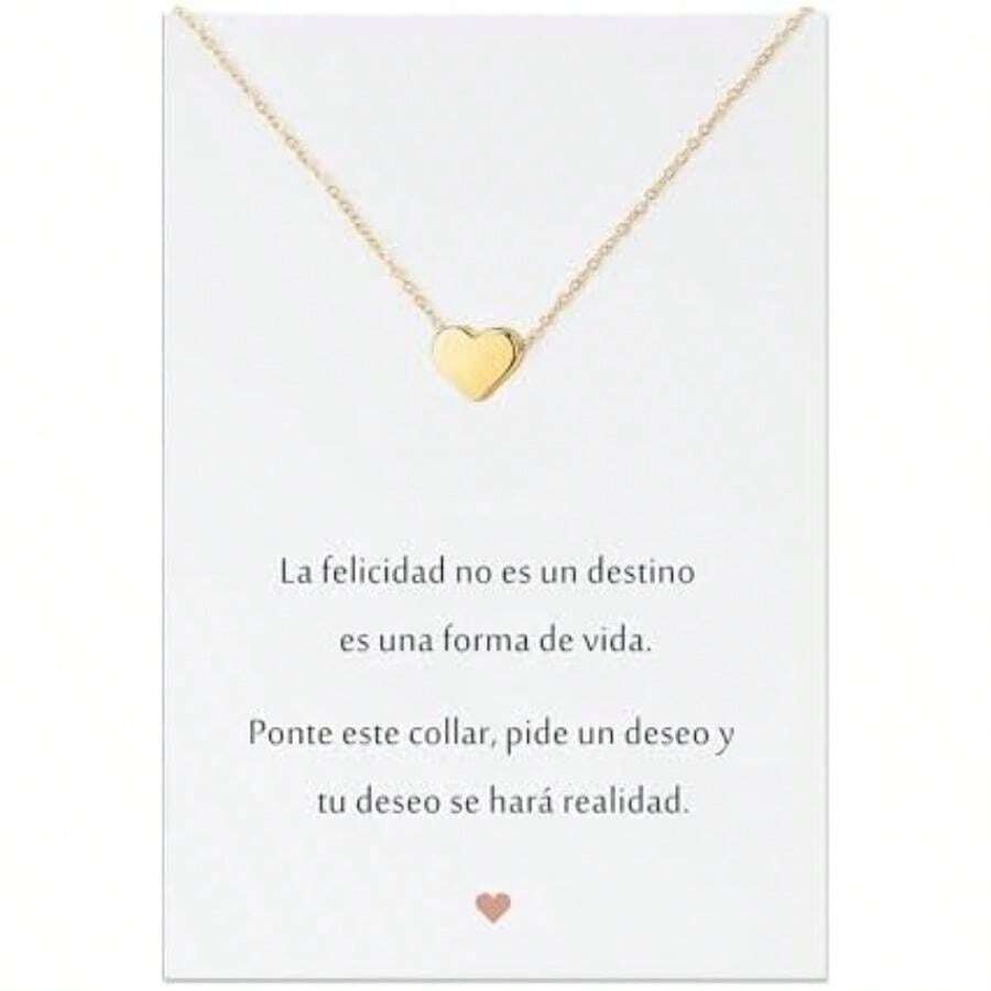 Gargantilla de corazón para mujer, Collar de Acero Inoxidable con Dije de Corazón Baño de Oro 18K, Joyería para Mujer minimalista y moda, Regalo para Madres Parejas Novia Cumpleaños(Corazón-Gold) - Multicolor - Ver 1