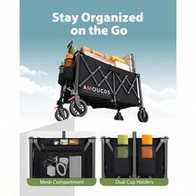 Collapsible Folding Wagon Cart,Portable Large Capacity Utility Wagon Cart For Camping Fishing Sports Shopping - mặc định - Xem 5